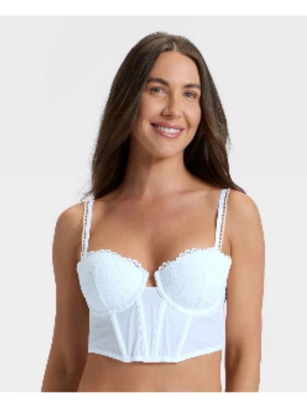 Auden White Lace Longline Bustier Bra